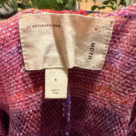 Moth Anthropologie Multicolor Plaid Cardigan with belt, size small - Picture 6 of 6